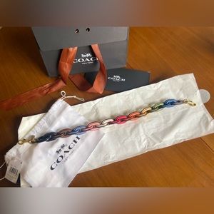 Rainbow Leather Covered Short Chain Strap